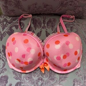 34DD L Senza Pink Orange Polka Dot Bra